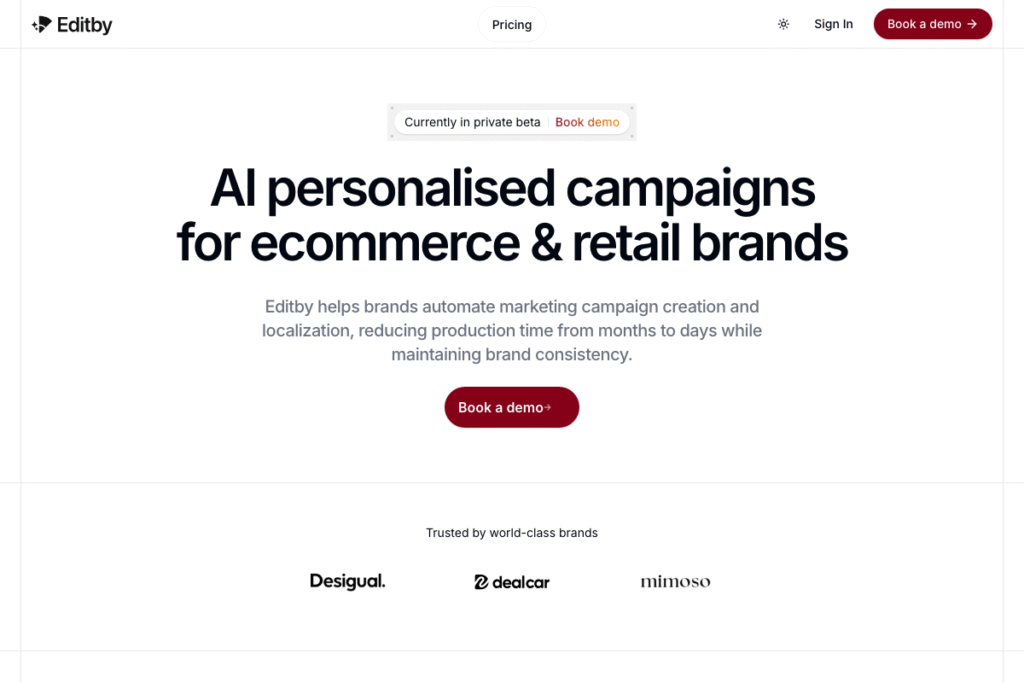 Editby homepage interface