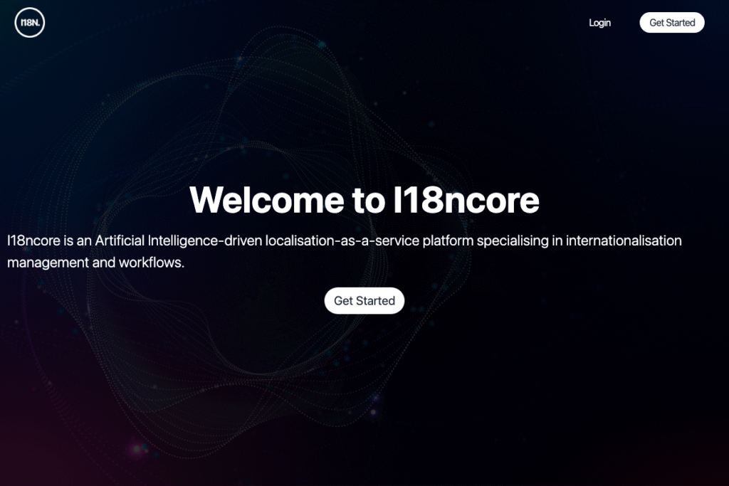 I18ncore homepage interface