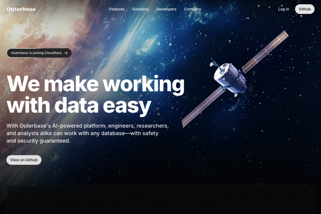 Outerbase homepage interface