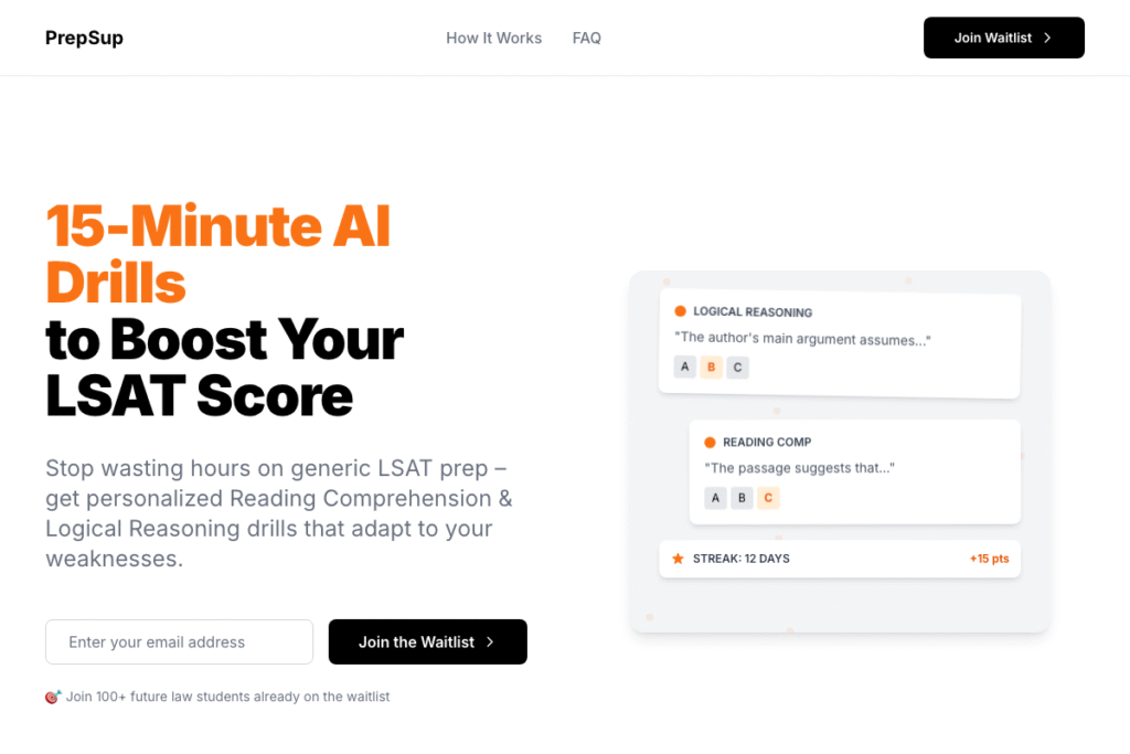 PrepSup homepage interface