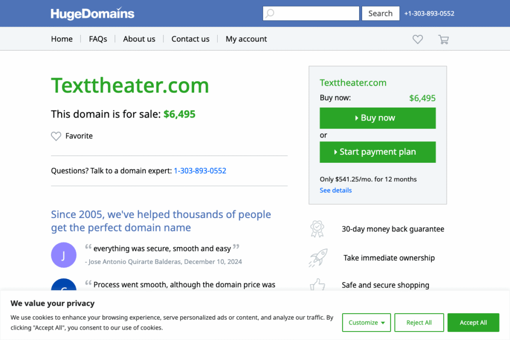 Text.Theater homepage interface